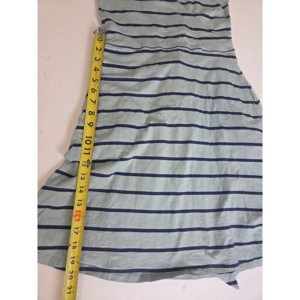 Toad & Co Light Green and Navy Midi Dress Tie Waist Pockets Sleeveless Small - Picture 7 of 8
